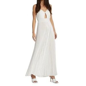 Alice + Olivia White Pleated Maxi Dress